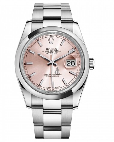 Fake Rolex Datejust 36mm Steel Domed Bezel Pink Dial 116200 PSO.