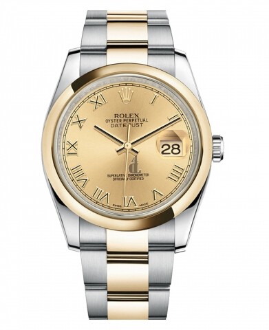 Fake Rolex Datejust 36mm Steel and Gold Yellow Gold Champagne Dial 116203 CHRO.
