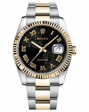 Fake Rolex Datejust 36mm Steel and Gold Black Jubilee Dial 116233 BKJRO.