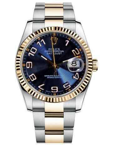 Fake Rolex Datejust 36mm Steel and Gold Blue Concentric Circle Dial 116233 BLCAO.