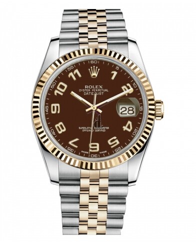 Fake Rolex Datejust 36mm Steel and Yellow Gold Brown Dial 116233 BRAJ.