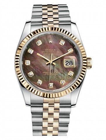Fake Rolex Datejust 36mm Steel and Yellow Gold Dark Mother of Pearl Dial 116233 DKMDJ.