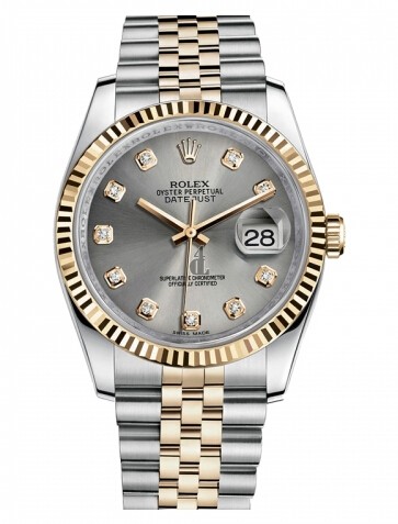 Fake Rolex Datejust 36mm Steel and Yellow Gold Grey Dial 116233 GDJ.