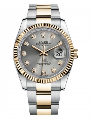 Fake Rolex Datejust 36mm Steel and Gold Grey Dial 116233 GDO.
