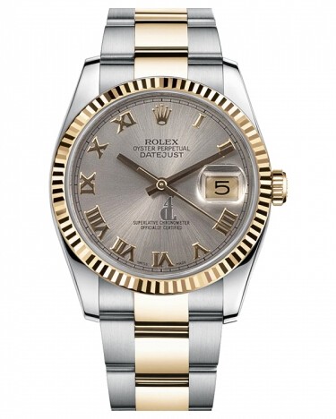 Fake Rolex Datejust 36mm Steel and Gold Grey Dial 116233 GRO.