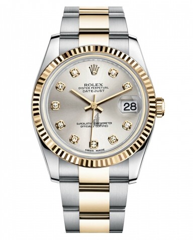 Fake Rolex Datejust 36mm Steel and Gold Silver Dial 116233 SDO.