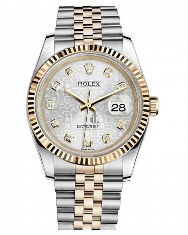 Fake Rolex Datejust 36mm Steel and Yellow Gold Silver Jubilee Dial 116233 SJDJ.