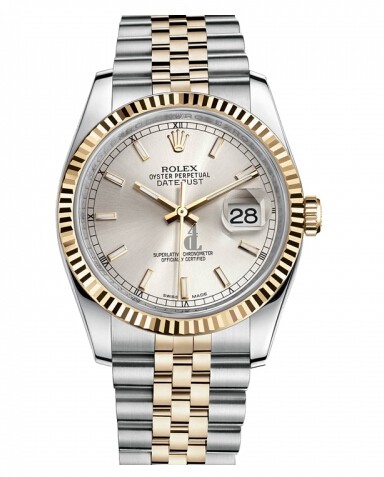 Fake Rolex Datejust 36mm Steel and Yellow Gold Silver Dial 116233 SSJ.