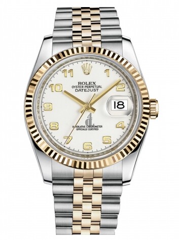 Fake Rolex Datejust 36mm Steel and Yellow Gold White Dial 116233 WAJ.