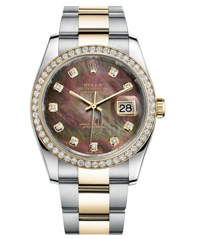 Fake Rolex Datejust Steel and Gold Yellow Gold Dark MoP dial 116243 DKMDO.