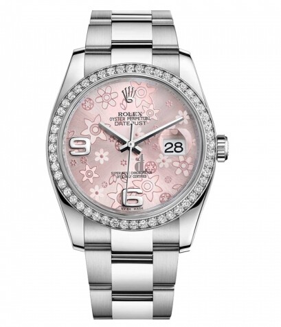 Fake Rolex Datejust 36mm Stainless Steel Pink floral dial 116244 PFAO.