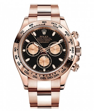 Fake Rolex Daytona Rose Gold Black dial 116505 BK.