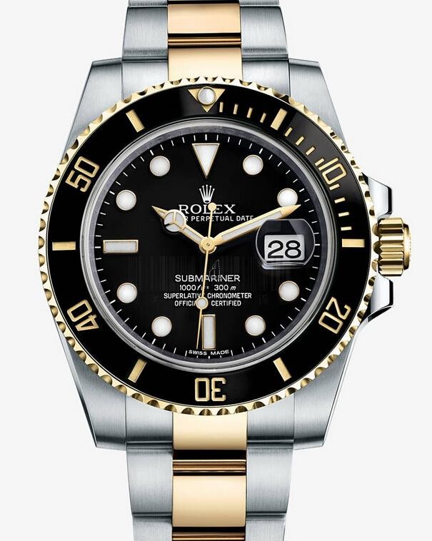 Fake Rolex Submariner Date Two Tone Black Dial 116613LN.