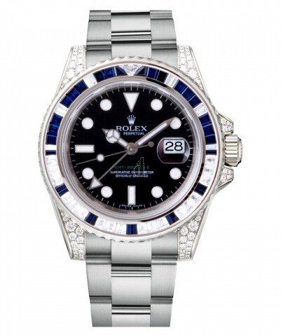 Fake Rolex GMT Master II White Gold Black Dial 116759 SA.