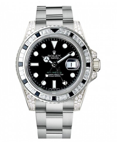 Fake Rolex GMT Master II White Gold Black Dial 116759 SANR.