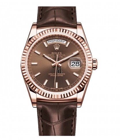 Fake Rolex Day Date Pink Gold Brown Dial 118135 CHL.
