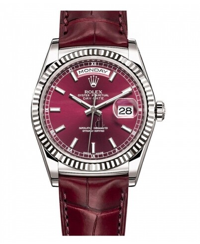 Fake Rolex Day Date White Gold Cherry Dial 118139 CHL.