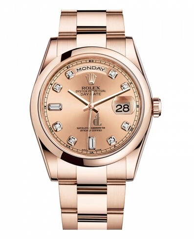 Fake Rolex Day Date Pink Gold Diamond Dial 118205 CHDO.