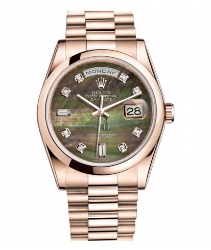 Fake Rolex Day Date Pink Gold Dark MOP Dial 118205 DKMDP.