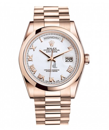 Fake Rolex Day Date Pink Gold White Dial 118205 WRP.