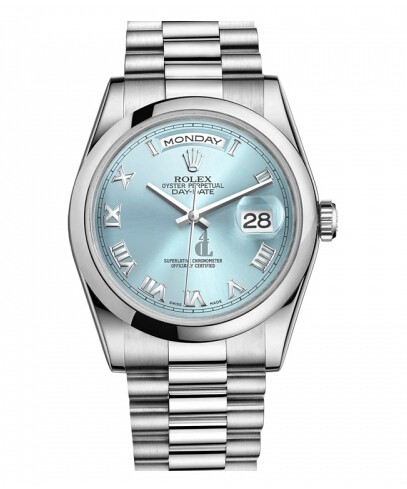 Fake Rolex Day Date Platinum Glacier blue dial 118206 GLARP.