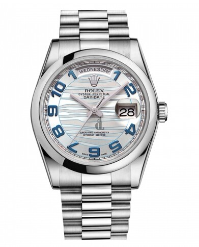 Fake Rolex Day Date Platinum Glacier blue wave dial 118206 GLAWAP.