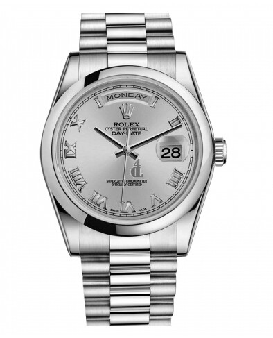Fake Rolex Day Date Platinum Rhodium dial 118206 GRP.