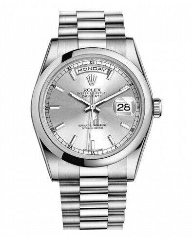 Fake Rolex Day Date Platinum Silver dial 118206 SIP.
