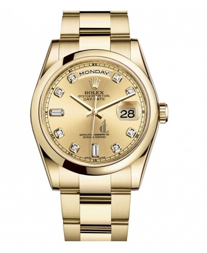 Fake Rolex Day Date Yellow Gold Champagne Dial 118208 CHDO.