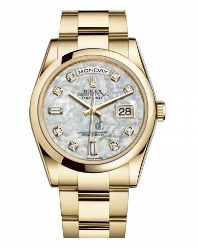 Fake Rolex Day Date Yellow Gold MOP Dial 118208 MDO.