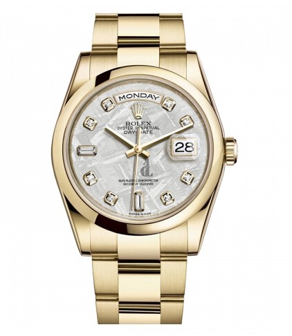 Fake Rolex Day Date Yellow Gold Meteorite Dial 118208 MTDO.