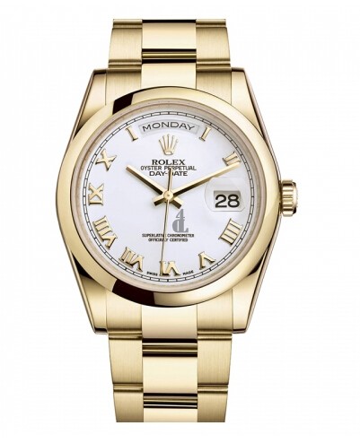 Fake Rolex Day Date Yellow Gold White Dial 118208 WRO.