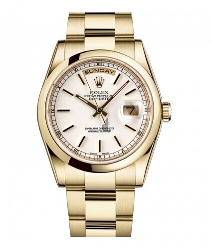 Fake Rolex Day Date Yellow Gold White Dial 118208 WSO.