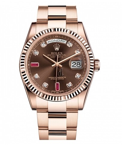 Fake Rolex Day Date Pink Gold Brown dial 118235 CHODRO.