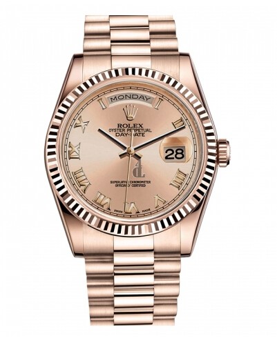 Fake Rolex Day Date Pink Gold Champagne dial 118235 CHRP.