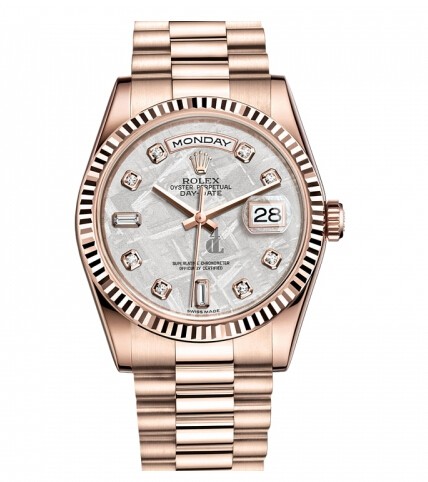 Fake Rolex Day Date Pink Gold Meteorite dial 118235 MTDP.