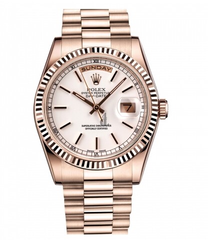 Fake Rolex Day Date Pink Gold White dial 118235 WSP.