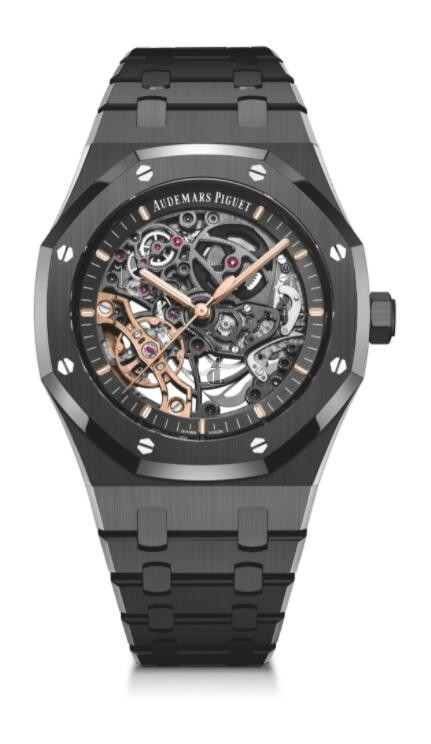 fake Audemars Piguet Royal Oak 41 Double Balance Wheel Openworked Black Ceramic 15416CE.OO.1225CE.01