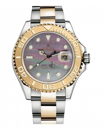 Fake Rolex Yacht-Master Stainless Steel and Yellow Gold Dark mother of pearl dial 16623 DKMOP.