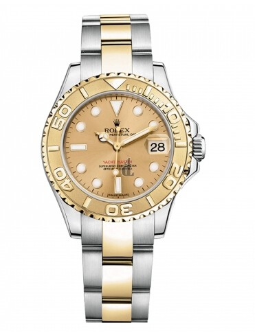 Fake Rolex Yacht-Master Stainless Steel Champagne dial Ladies Watch 169623 CH.
