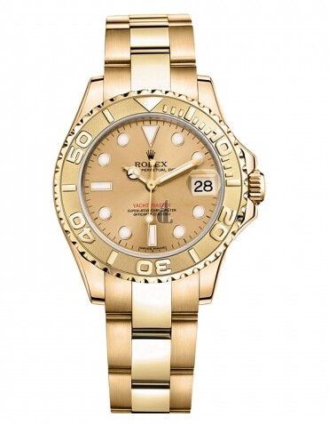 Fake Rolex Yacht-Master Yellow Gold Champagne dial Ladies Watch 169628 CH.
