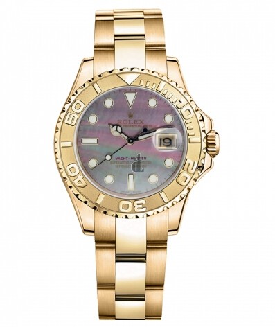 Fake Rolex Yacht-Master Yellow Gold MOP dial Ladies Watch 169628 DKM.