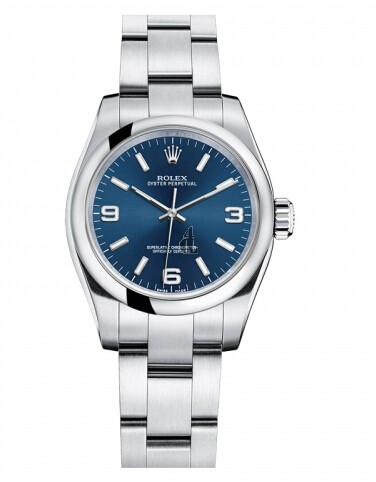 Fake Rolex Oyster Perpetual No Date Stainless Steel Blue dial Ladies watch 176200 BLAIO.