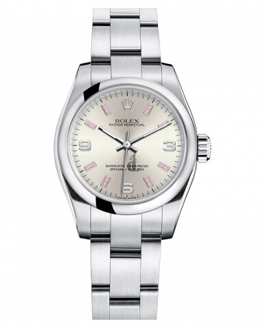 Fake Rolex Oyster Perpetual No Date Stainless Steel Silver dial Ladies watch 176200 SAPIO.