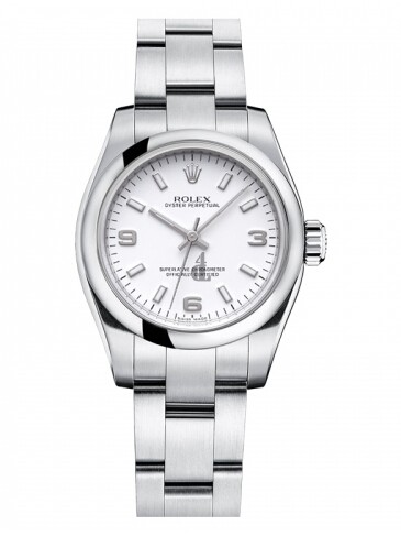 Fake Rolex Oyster Perpetual No Date Stainless Steel White dial Ladies watch 176200 WAIO.