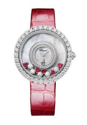 Chopard Happy Diamonds 18K White Gold, Rubies & Diamonds Ladies 204445-1006