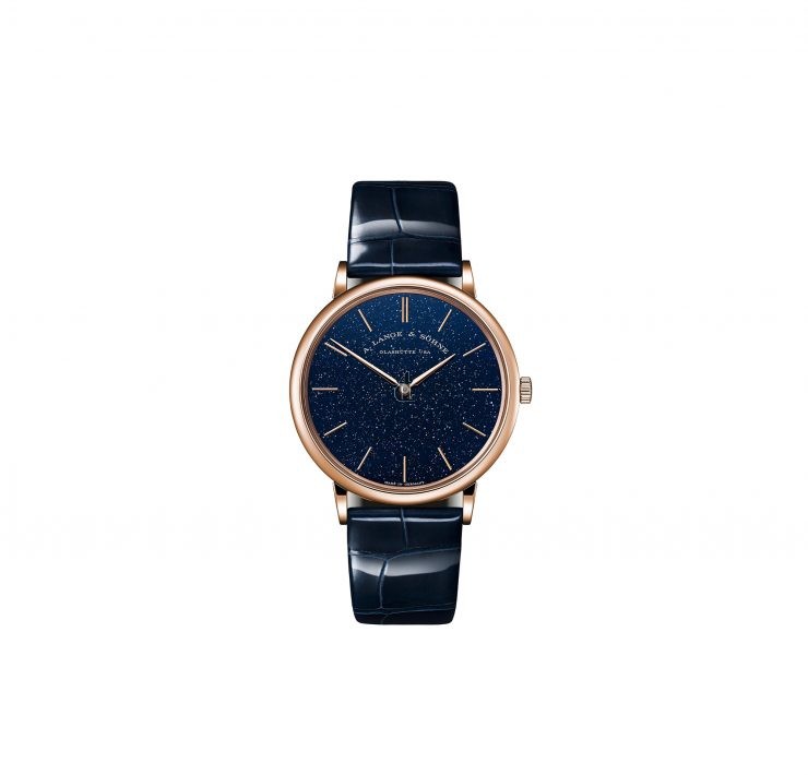 fake A. Lange & S?hne Saxonia Thin Blue Gold Flux Dial and Pink Gold case 211.088