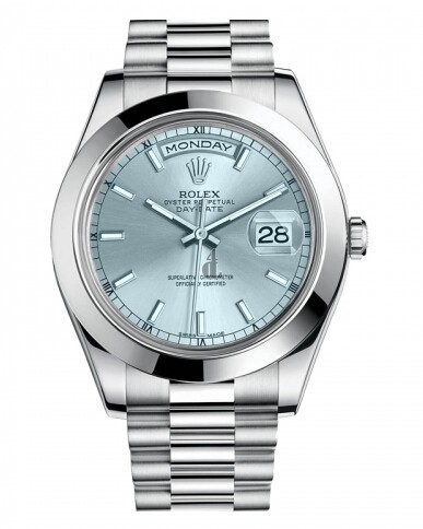 Fake Rolex Day Date II President Platinum Ice blue dial 218206 IBLIP.