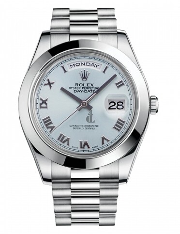 Fake Rolex Day Date II President Platinum Ice blue dial 218206 IBLRP.