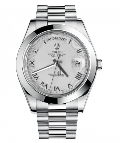 Fake Rolex Day Date II President Platinum Ivory concentric circle dial 218206 ICRP.